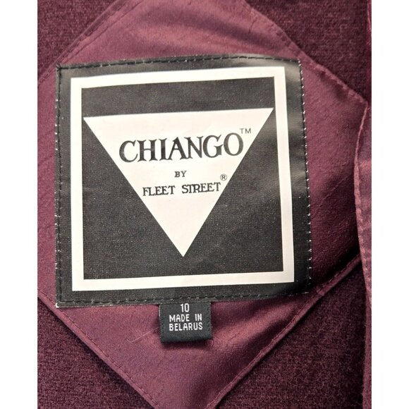 Maroon Trench Coat Chiango 10 Vtg 80s Belted Pockets Storm Flap Removable Liner - Picture 6 of 16